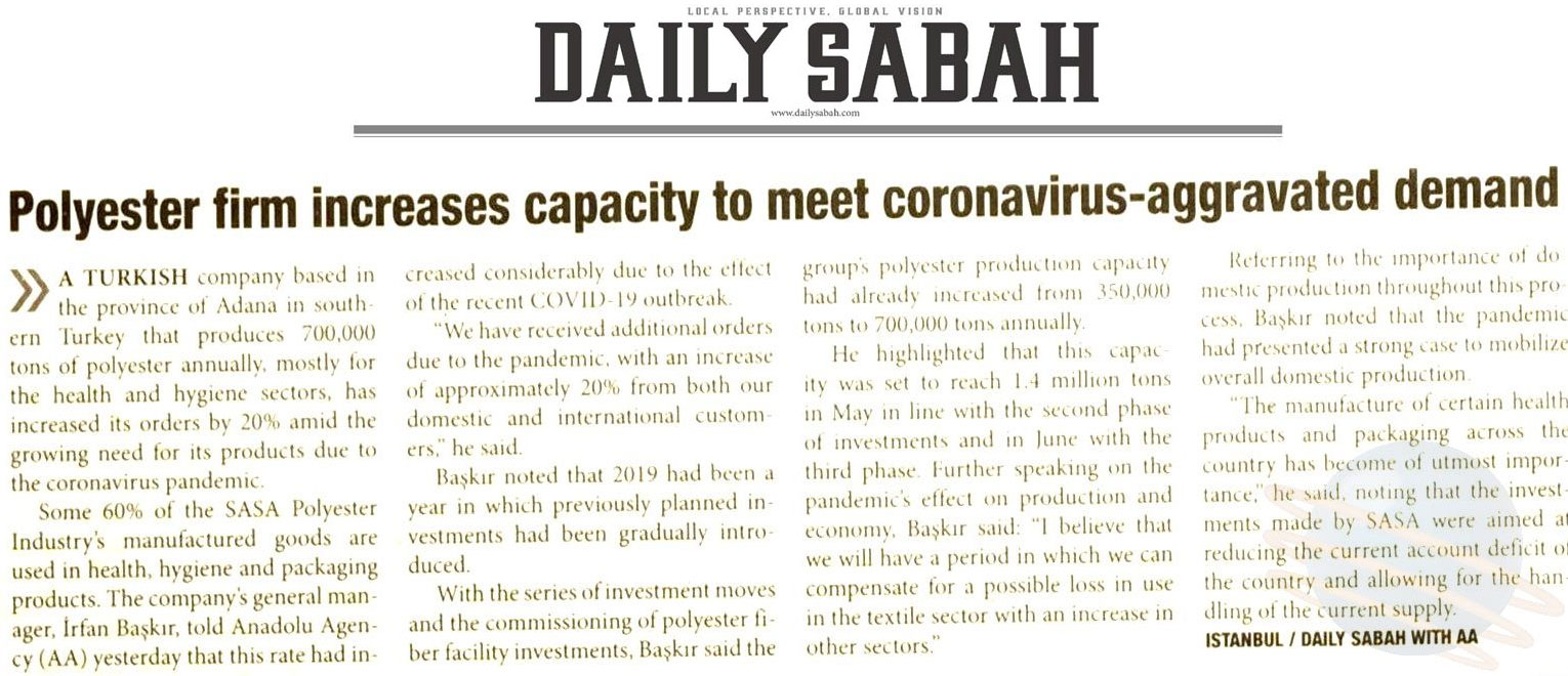 Blog yazısı Polyester firm increases capacity to meet coronavirus-aggravated demandiçin resim