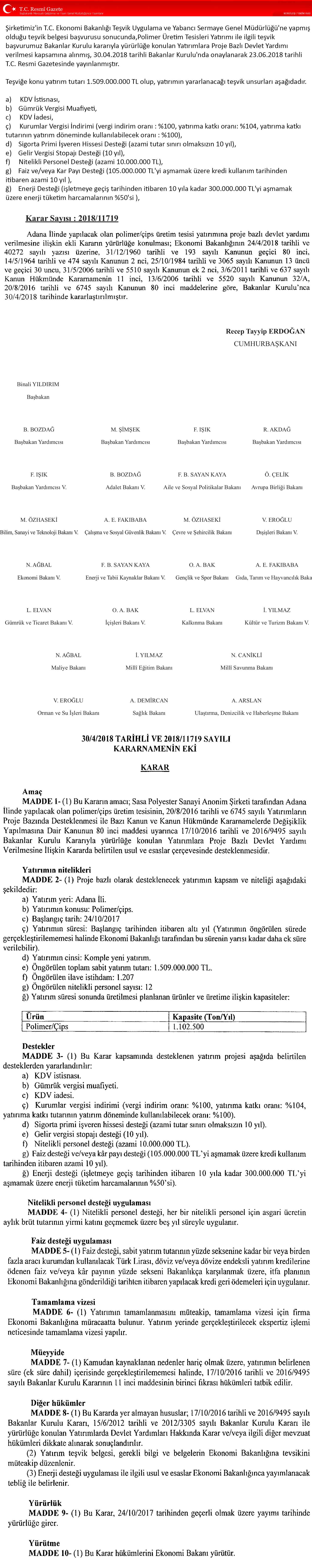 Blog yazısı T.C. Resmi Gazete - Şirketimiz"in T.C. Ekonomi Bakanlığı Teşvik Uygulamaiçin resim